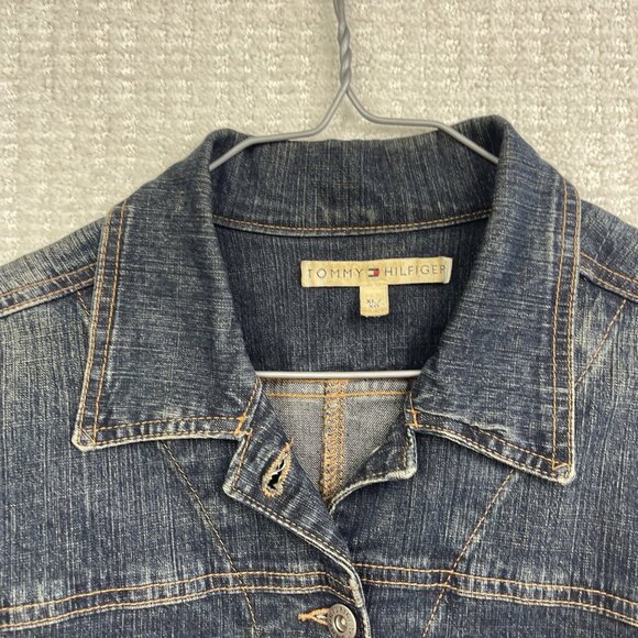 VTG Tommy Hilfiger Womens Sz XL Dark Wash Jean Jacket Button Up Canada Made - Picture 5 of 13